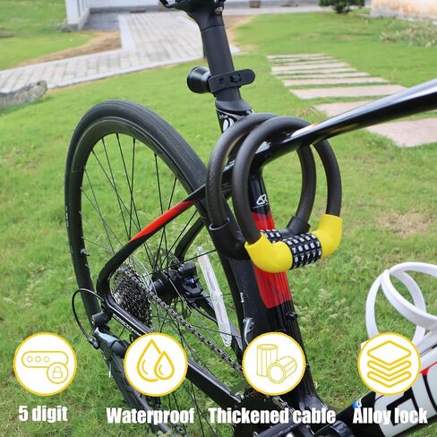 قفل كابل الدراجة المحمول 5 أرقام قفل كابل الدراجة مضاد للسرقة قفل الدراجة قابل لإعادة الضبط قفل الدراجة الجبلية in Kuwait