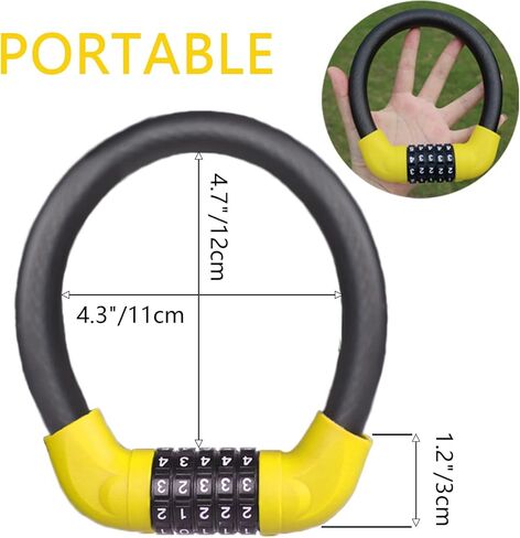 قفل كابل الدراجة المحمول 5 أرقام قفل كابل الدراجة مضاد للسرقة قفل الدراجة قابل لإعادة الضبط قفل الدراجة الجبلية in Kuwait