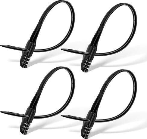 OKG Multi-Purpose Zip Tie Lock – 3-Digit Combo Cable Lock for Bicycle, Cabinet, Helmet, Skateboard, Fridge, Luggage, Barbecues, Stroller, Fence Door - 4 Pack (Black) in Kuwait