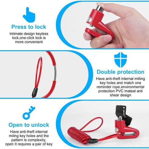 Ainiv Disc Brake Lock, E Scooter Lock Anti-Theft, Cable Bike Lock Waterproof 5FT /12mm Cable with 2 Keys for Scooter, Bike, Electric Bike, Skateboards, Strollers, Lawnmowers with Lock Holders-Black in Saudi Arabia