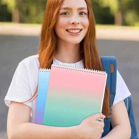 SUNEE 4 عبوات من دفاتر الملاحظات الحلزونية - دفتر ملاحظات لطيف مبطن مقاس A4 مقاس 8.5 بوصة × 11 بوصة غطاء بلاستيكي مقاوم للماء، مسطر 7 مم 70 ورقة/140 صفحة مع 4 ألوان متدرجة جمالية - مجلات للدراسة والملاحظات in Saudi Arabia