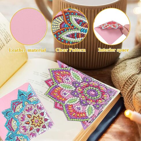 علامات مرجعية لزوايا اللوحة الماسية، 8 قطع 5D DIY علامات مرجعية للصفحة الفنية الماسية، كتب زاوية محمولة، مشبك كتب هدايا لمحبي SQ004 in Kuwait