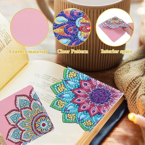 علامات مرجعية لزوايا اللوحة الماسية، 8 قطع 5D DIY علامات مرجعية للصفحة الفنية الماسية، كتب زاوية محمولة، مشبك كتب هدايا لمحبي SQ004 in Kuwait