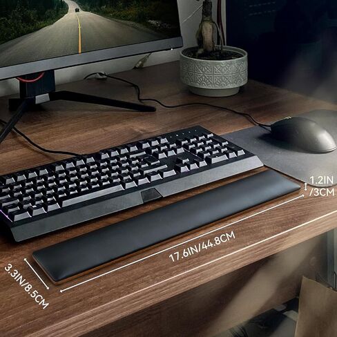 ASFSKY Keyboard Wrist Rest with Memory Foam Anti-Slip Rubber Base Ergonomic Wooden Wrist Rest for Mechanical Keyboard Durable and Easy to Clean for Gamer Staff (Walnut) in Saudi Arabia