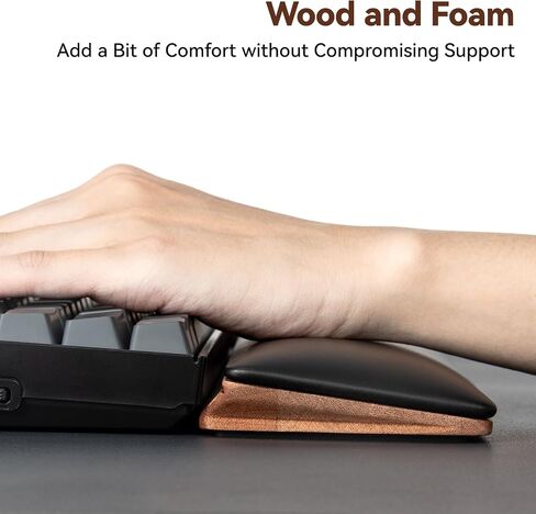 ASFSKY Keyboard Wrist Rest with Memory Foam Anti-Slip Rubber Base Ergonomic Wooden Wrist Rest for Mechanical Keyboard Durable and Easy to Clean for Gamer Staff (Walnut) in Saudi Arabia