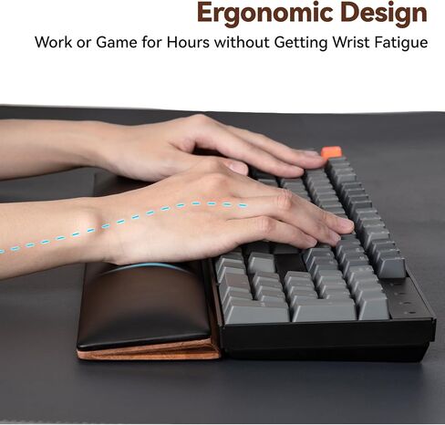 ASFSKY Keyboard Wrist Rest with Memory Foam Anti-Slip Rubber Base Ergonomic Wooden Wrist Rest for Mechanical Keyboard Durable and Easy to Clean for Gamer Staff (Walnut) in Saudi Arabia