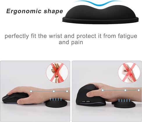 GROLEBO Wrist Rest Pad, Ergonomic Wrist Rest Mouse Pad with Non-Slip Base, Vertical Mouse Pad Rest Support, Silicone Gel Wrist Rest for Mouse and Computer Keyboard Laptop, Game Office Home(Black) in Saudi Arabia