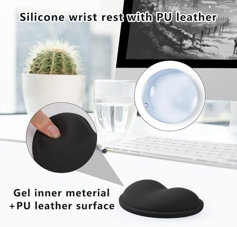 GROLEBO Wrist Rest Pad, Ergonomic Wrist Rest Mouse Pad with Non-Slip Base, Vertical Mouse Pad Rest Support, Silicone Gel Wrist Rest for Mouse and Computer Keyboard Laptop, Game Office Home(Black) in Saudi Arabia