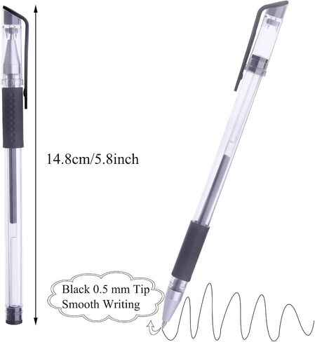 Bulk Black Gel Pens 100 Pieces Smooth Writing Rollerball Pens Gripped Stick Writing Pens for Office School Supplies,No Bleed and Smear,0.5 mm Meduim Point in Saudi Arabia