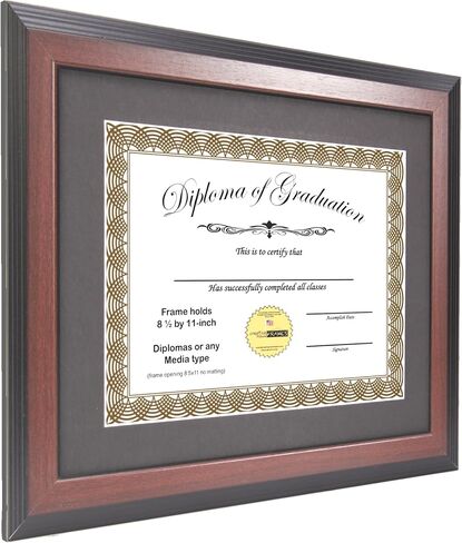 Creative Picture Frames 11x14-inch Mahogany Diploma Frame with Black Mat to Hold 8.5" x 11" Graduation Certificate Documents with Installed Wall Hanger in Kuwait