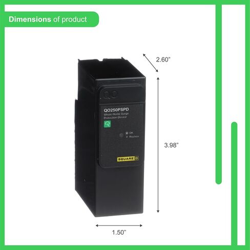 Square D - QO250PSPD QO جهاز حماية من زيادة التيار في المنزل بالكامل، 50 كيلو أمبير، 120/240 فولت، مرحلة واحدة، بدون أسلاك، قابس محايد in Kuwait