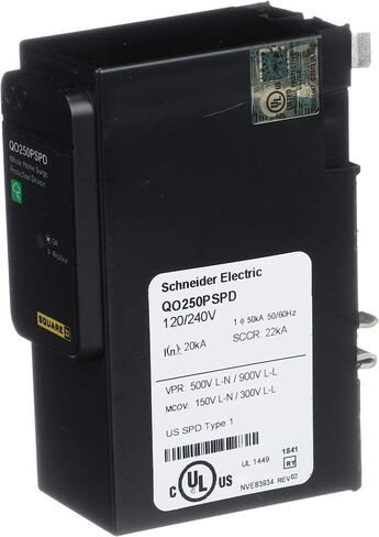 Square D - QO250PSPD QO جهاز حماية من زيادة التيار في المنزل بالكامل، 50 كيلو أمبير، 120/240 فولت، مرحلة واحدة، بدون أسلاك، قابس محايد in Kuwait
