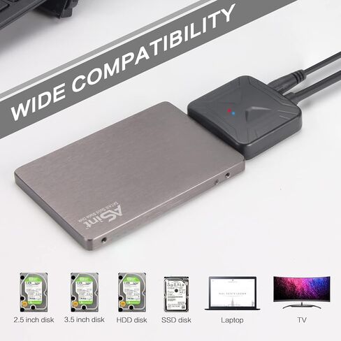 VCOM SATA to USB Adapter, USB 3.0 to SATA Cable for 3.5 2.5 Inch SSD HDD SATA III Hard Drive Disk, Support UASP Compatible with USB 1.1/2.0/3.0 (with External 12V/2A Power) in Saudi Arabia