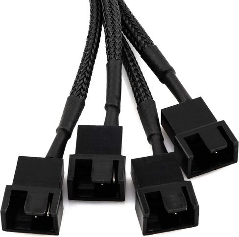 كابل محول الطاقة CRJ 15-Pin SATA إلى 3 PC Fan - 12 بوصة (30 سم)، أكمام سوداء - قم بتشغيل ما يصل إلى ثلاثة مراوح تبريد للكمبيوتر 3-Pin و 4-Pin من موصل طاقة SATA 15-Pin ATX (12 فولت - سرعة كاملة) in Kuwait