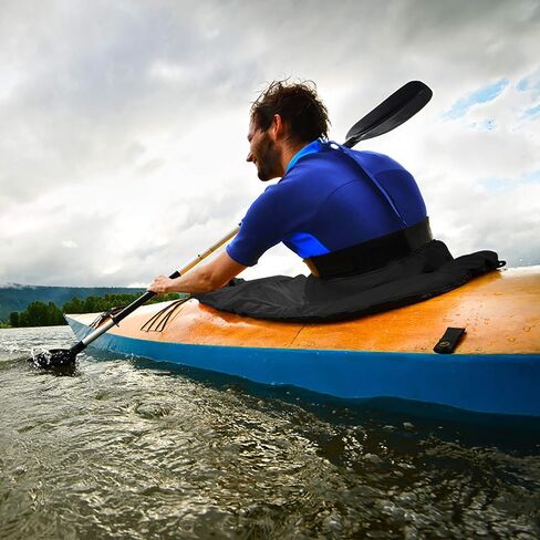 تنورة رش كاياك من يوسو هيلث جير، غطاء رش كاياك، ملحقات غطاء تنورة زورق مقاومة للماء للجلوس داخل قوارب الكاياك (أسود) in Kuwait