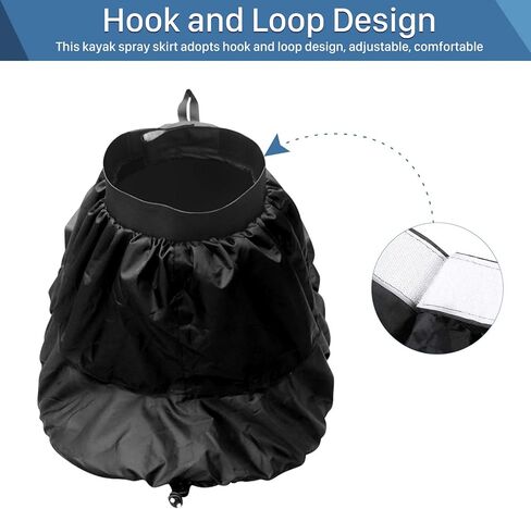 تنورة رش كاياك من يوسو هيلث جير، غطاء رش كاياك، ملحقات غطاء تنورة زورق مقاومة للماء للجلوس داخل قوارب الكاياك (أسود) in Kuwait