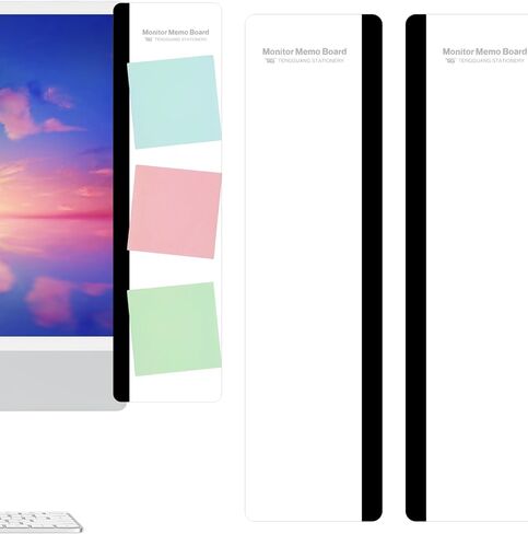 Monitor Memo Board, Office Desk Accessories 2 Pack, Monitor Message Board, Computer Memo Board, Monitor Note Holder, Message Memo Panel Monitor Side Panel with Phone Holder Suitable for Office Home in Saudi Arabia