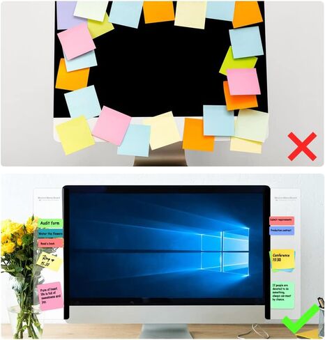 Monitor Memo Board, Office Desk Accessories 2 Pack, Monitor Message Board, Computer Memo Board, Monitor Note Holder, Message Memo Panel Monitor Side Panel with Phone Holder Suitable for Office Home in Saudi Arabia