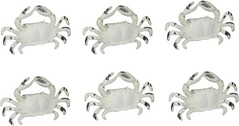 Set of 6 Distressed Finish Coastal White Cast Iron Crab Drawer Pulls in Saudi Arabia
