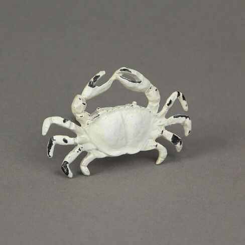 Set of 6 Distressed Finish Coastal White Cast Iron Crab Drawer Pulls in Saudi Arabia