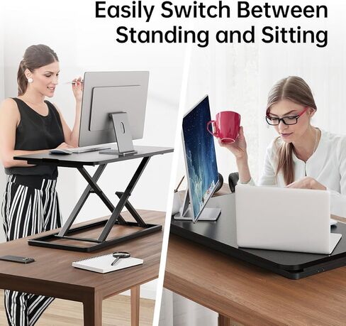 محول مكتب قائم مدمج من JYLH JOYSEEKER، ارتفاع 29.3 بوصة قابل للتعديل ومجمَّع مسبقًا مع مقبض حصري للكمبيوتر المحمول، تصميم منخفض للغاية in Kuwait