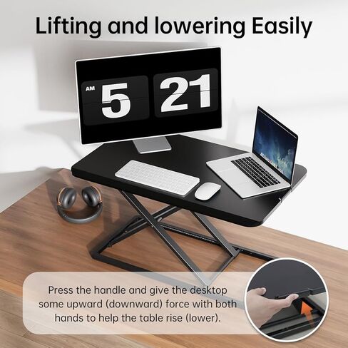 محول مكتب قائم مدمج من JYLH JOYSEEKER، ارتفاع 29.3 بوصة قابل للتعديل ومجمَّع مسبقًا مع مقبض حصري للكمبيوتر المحمول، تصميم منخفض للغاية in Kuwait