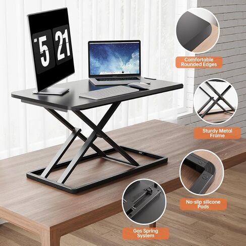 محول مكتب قائم مدمج من JYLH JOYSEEKER، ارتفاع 29.3 بوصة قابل للتعديل ومجمَّع مسبقًا مع مقبض حصري للكمبيوتر المحمول، تصميم منخفض للغاية in Kuwait