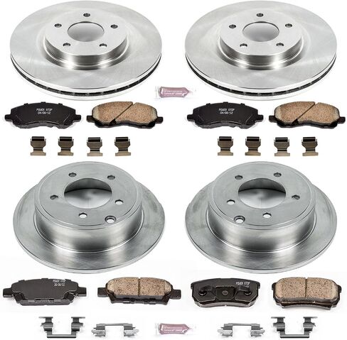 مجموعة فرامل بديلة أمامية وخلفية Power Stop KOE2840 Autospecialty - دوارات فرامل OE ووسادات فرامل سيراميك لكرايسلر 200 سيبرينغ دودج أفينجر كاليبر جيب كومباس باتريوت [محدد بالتطبيق] in Saudi Arabia