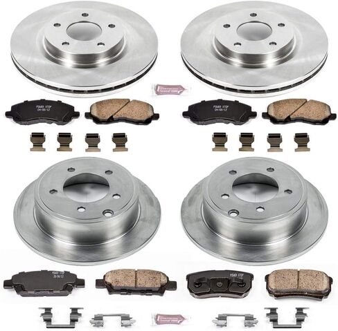 مجموعة فرامل بديلة أمامية وخلفية Power Stop KOE2840 Autospecialty - دوارات فرامل OE ووسادات فرامل سيراميك لكرايسلر 200 سيبرينغ دودج أفينجر كاليبر جيب كومباس باتريوت [محدد بالتطبيق] in Saudi Arabia