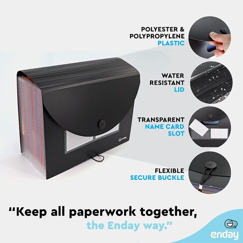 Accordion File Organizer 24 Pocket Expanding File & Cover Folder with Labels, Plastic Portable Desktop Letter A4 Paper Document Receipt Bill Storage, Filing Folder Organizer – by Enday in Saudi Arabia