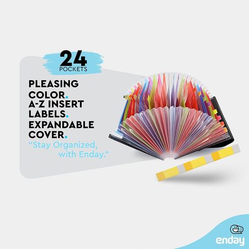 Accordion File Organizer 24 Pocket Expanding File & Cover Folder with Labels, Plastic Portable Desktop Letter A4 Paper Document Receipt Bill Storage, Filing Folder Organizer – by Enday in Saudi Arabia