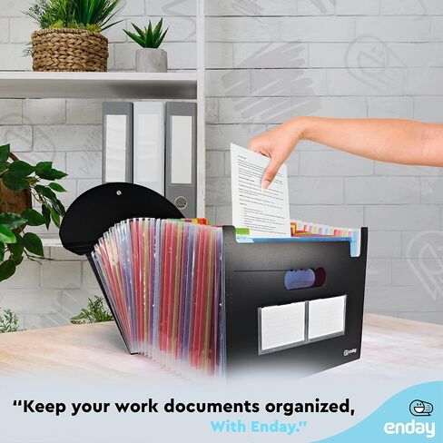Accordion File Organizer 24 Pocket Expanding File & Cover Folder with Labels, Plastic Portable Desktop Letter A4 Paper Document Receipt Bill Storage, Filing Folder Organizer – by Enday in Saudi Arabia