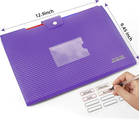 مجلد ملفات قابل للتوسيع بخمسة جيوب، منظم ملفات الأكورديون مع ملصقات، مجلدات بحجم حرف A4 للمستندات، مجلد ملفات محمول قابل للتوسيع للمكتب والمدرسة - أسود in Kuwait