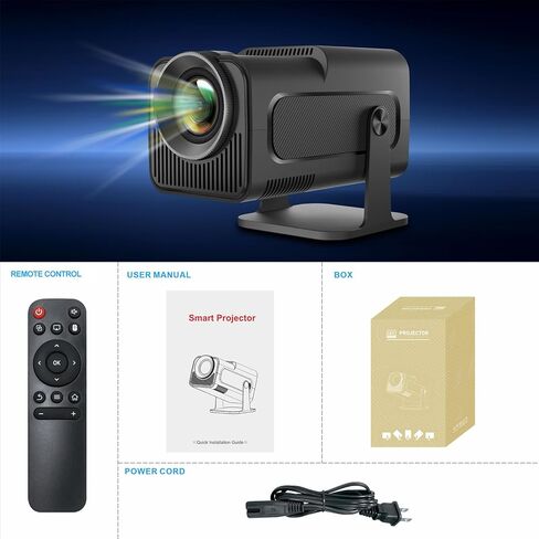 جهاز عرض صغير محمول HY320، جهاز عرض ذكي Natvie 1080P 4K يدعم 10000 لومن مع واي فاي 6، BT 5.0، تعديل الشاشة، دوران 180 درجة، نظام تشغيل Android 11.0 مدمج in Kuwait