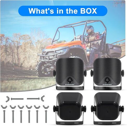 Marine Speakers 4 Inches 240 Watts Waterproof Outdoor Box Speakers Surface Mounted for Skid Steer Boat Golf Cart Motorcycle ATV UTV Truck (2 Pairs,Black) in Saudi Arabia