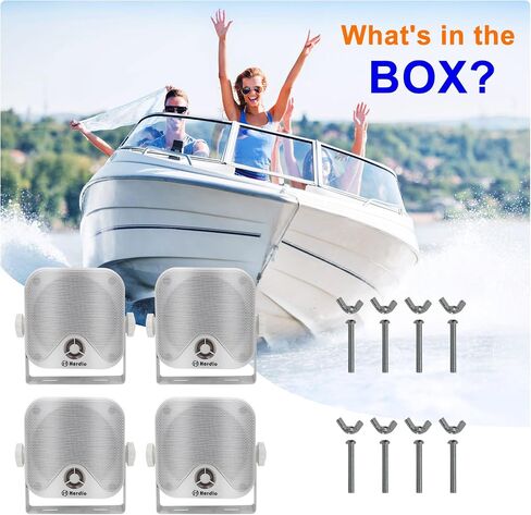Marine Speakers 4 Inches 240 Watts Waterproof Outdoor Box Speakers Surface Mounted for Skid Steer Boat Golf Cart Motorcycle ATV UTV Truck (2 Pairs,Black) in Saudi Arabia