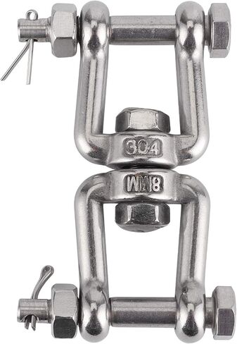 Fafeicy 2Pcs Stainless Steel Swivel Shackle, M8 Double Ended Swivel Eye Hook for Swivel Anchor Chain, Terminals in Saudi Arabia