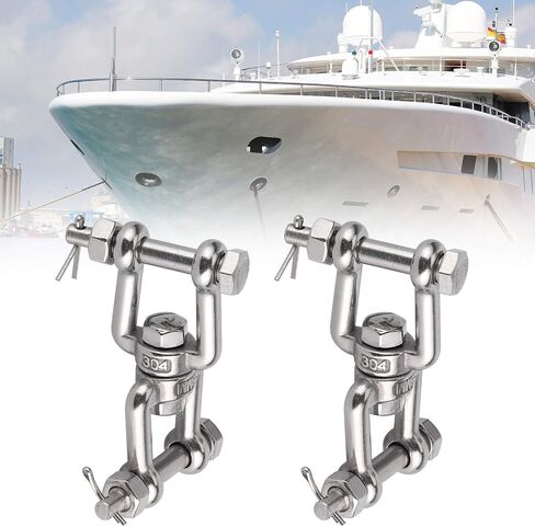 Fafeicy 2Pcs Stainless Steel Swivel Shackle, M8 Double Ended Swivel Eye Hook for Swivel Anchor Chain, Terminals in Saudi Arabia