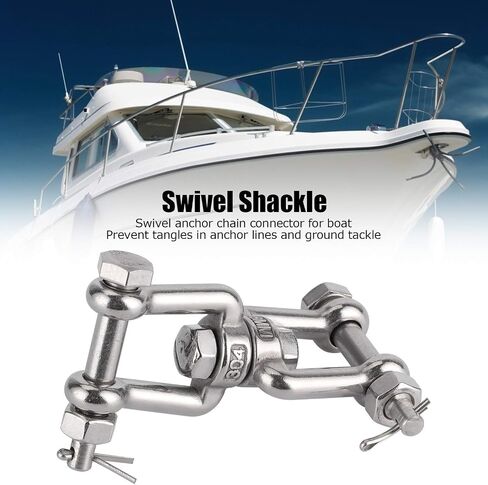 Fafeicy 2Pcs Stainless Steel Swivel Shackle, M8 Double Ended Swivel Eye Hook for Swivel Anchor Chain, Terminals in Saudi Arabia