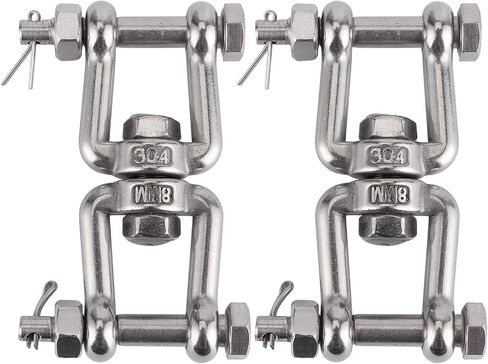 Fafeicy 2Pcs Stainless Steel Swivel Shackle, M8 Double Ended Swivel Eye Hook for Swivel Anchor Chain, Terminals in Saudi Arabia