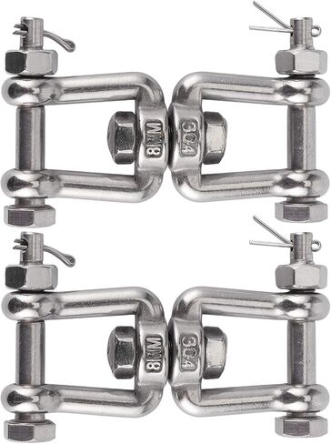 Fafeicy 2Pcs Stainless Steel Swivel Shackle, M8 Double Ended Swivel Eye Hook for Swivel Anchor Chain, Terminals in Saudi Arabia