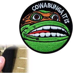 This is Fine Tactical Morale Hook and Loop Patch, Funny Military Embroidered Patches for Backpacks, Dog Harnesses, Army Vests, Hats, Jackets (Cowabunga it is)