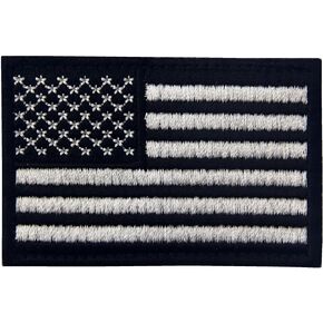 EmbTao Tactical Embroidered USA Flag Fastener Hook&Loop Patch - Subdued Silver