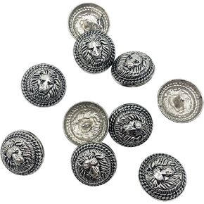 10PCS Clothes Buttons - Fashion Lion Head Sewing Button Round Shaped Metal Button Set for Men Women Blazer, Coat, Uniform, Shirt, Suit and Jacket Silver 25mm Q3710