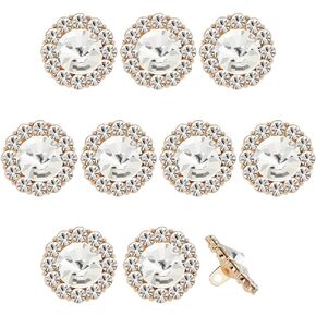 FINGERINSPIRE 10 Pcs Flower Rhinestone Shank Buttons 0.9" Clear Crystal Floral Sew On Buttons with 1-Hole Rhinestone Light Gold Alloy Buttons Crystal Shank Buttons for DIY Crafts Bouquet Decoration
