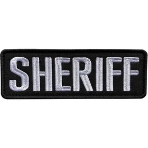 Embroidery Black and Green Cloth Fabric Sheriff Patch 6x2 inches for Vests JacketsUniforms Plate Carriers Back Panel (Black and Green, Medium 6"x2")