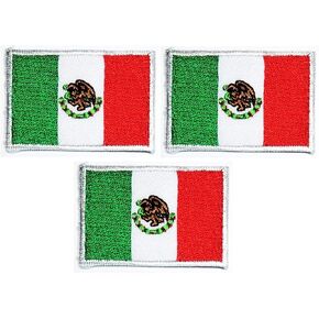 Umama Patch Set of 3 Mini flag '' 1.2X1.7 '' Mexico Flag Embroidered Patch Military Tactical Mexico Flag Emblem Uniform Sew Iron On Patches Clothes Dress Plant Hat Jeans Sewing Applique DIY Accessory