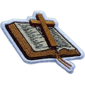 Holy Bible Book Patch, Size 3" Sew On Patches, Cross Embroidery Fabric Patches for Clothes Jean Backpack, Applique Patches, Jeus Embroidery Iron On Patch for Clothes,Gothic Gift for Christian