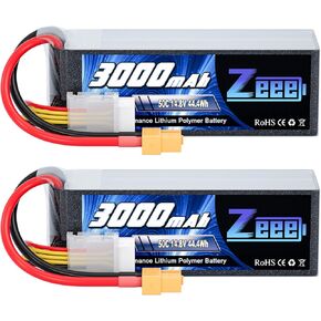 Zeee 4S Lipo Battery 3000mAh 14.8V 50C Soft Case Battery with XT60 Plug for RC Airplane Helicopter Drone FPV RC Boat UAV RC Car Truck Boat Racing Hobby Models(2 Packs)