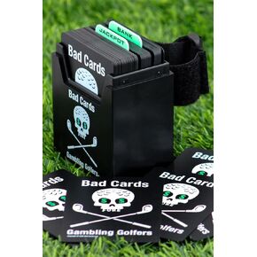 Bad Cards Fore Gambling Golfers (Weatherproof Edition) - On-Course Golf Betting Game, PVC Cards in Durable Plastic Box, Straps to Golf Cart, Fun & Unique Golf Gambling Game for Any Round